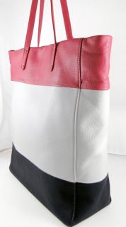 Cynthia Rowley Pink White Blue Leather Tote Bag NWT