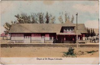 Postcard of The Railroad Depot in de Beque Colorado