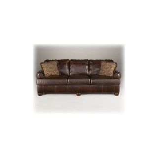 Ashley Axiom Walnut Elegant Genuine Leather Formal Sofa and Love