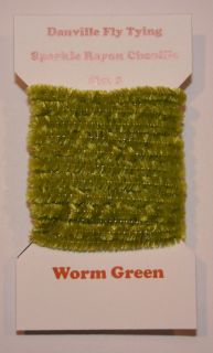 Danville Fly Tying Silver Sparkle Rayon Chenille Worm Green 3 Yards