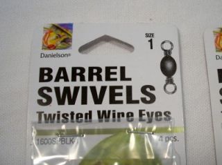 Danielson Barrel Swivels Twisted Wire Eye Black 2 Packs