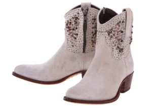 Frye Eccru Grey Deborah Studded Womens Short Western Ankle Boots