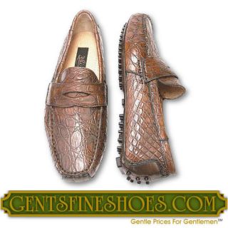 Zelli Darlington Italian Crocodile Leather Shoes Brown