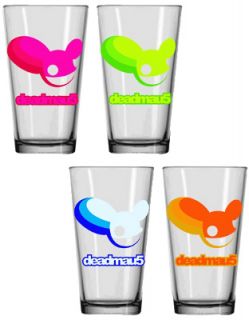 deadmau5 clear logo set of 4 drinking pint glasses deadmau5 clear logo