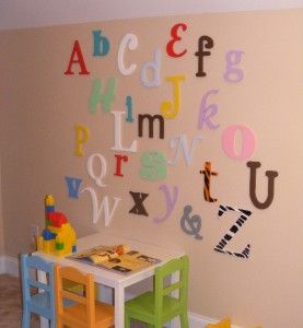 Alphabet Wooden Letters Set Painted 12 to 6 Mixed Fonts and Sizes