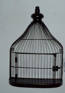 Set of Two Metal Flat Sided Bird Cages Decoration Only not for Birds