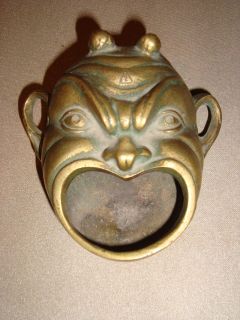  Vintage Small Brass Devil or Satyr Mask Decorative or Ashtray