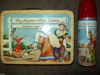 Roy Rogers Dale Evans Double R Bar Ranch lunchbox thermos CLEAN strong