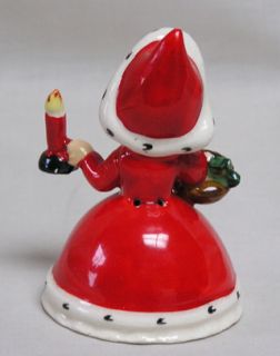 Vintage Christmas Figural Lady Bell w Candle by Norcrest F174 HTF