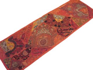 Orange Indian Decor Furnishing Textile Fabric Wall Hanging Covering