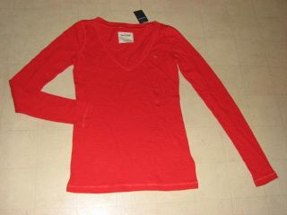 Abercrombie Girls V Neck Long Sleeve Shirt Burgundy Gray Red Sz s L
