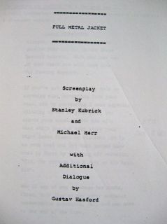Movie Script Reprint Screenplay Full Metal Jacket Stanley Kubrick