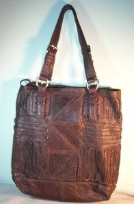 David Scotti Brown Leather Shoulder Handbag Tote