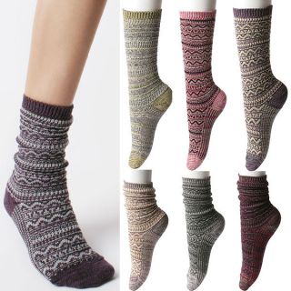 Fall Winter Warm Tribal Indian Fair Isle Heather Knit Sweater Ankle