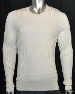 095 New Dolce Gabbana Cream Cashmere Wide Ribbed Crewneck Sweater