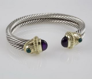 David Yurman 18K Gold & Silver Two Rows Cable Bracelet