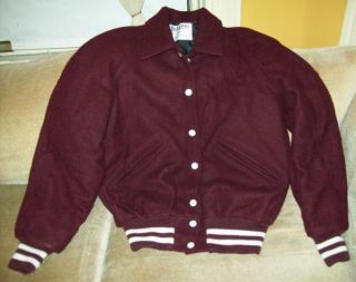 NEW Boys DeLONG Wool VARSITY Letter Jacket MAROON & WHITE 34