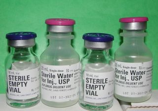 10ml Sterile Comm Vials (2) HGC Diet Mixing, Bacteriostatic free Water