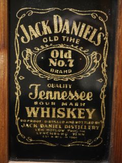 Vintage Jack Daniels No 7 Whiskey Advertising Glass Gold Wood Framed