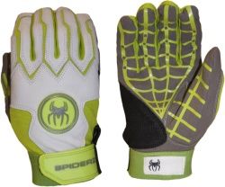 Spiderz Web Batting Gloves White Safety Green Large