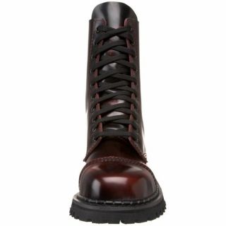 Demonia 1 Goth Punk Combat Burgundy Leather Mens Ankle Boots Rocky 10