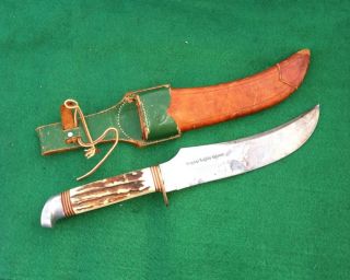 Very Large German Made Stag Handled Hunting Knife 8 1 4 Blade GC Co