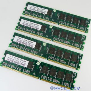 New 4GB Kit 4 x 1GB PC3200 DDR400 Non ECC 184pin DDR1 DIMM High