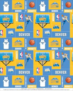 Denver Nuggets NBA Basketball Print Fleece Fabric