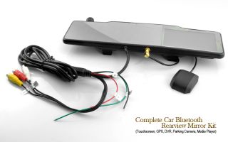 Complete Car Bluetooth Rearview Mirror Kit (Touchscreen, GPS, DVR