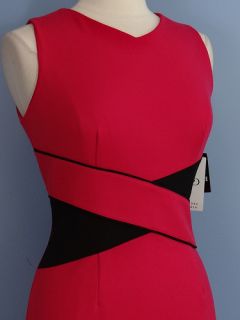 New NWT Sandra Darren Sleeveless Stretch Knit Color Block Sheath Dress