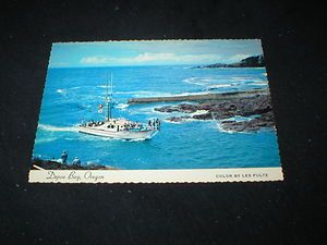 Depoe Bay Oregon Fishing Boat Coming Into The Harbor Postcard C 1970S