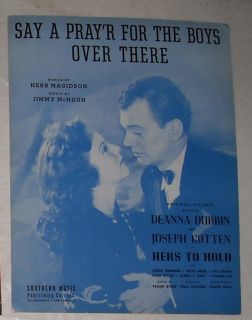 1943 Hers to Hold Soundtrack Sheet Music Deanna Durbin