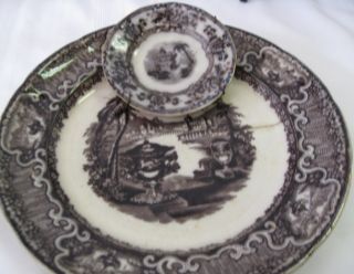 Childs Play Plate or Saucer Davenport Ironstone Mulberry Willow
