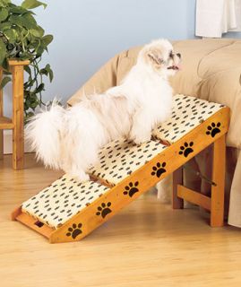  Pet Dog Stairs Foam Cushioned Steps Ramp Paw Print Design