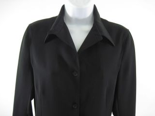 Designer Black Long Sleeve Button Front Blazer Jacket M