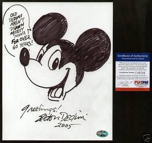 Eldon Dedini Signed Original Mickey Mouse Sketch PSA