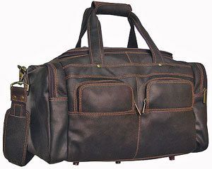 David King 19 Distressed Leather Multi Pocket Duffel Gym Carry on Bag