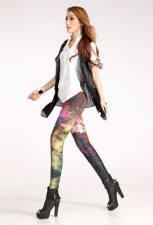 64# Ladies Galaxy/Space Planets Print Pattern Stretch Tights/Leggings