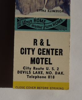  Matchbook R & L City Center Motel Route 2 Telephone 818 Devils Lake ND