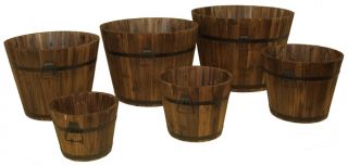 Devault Enterprises 6 Piece Wooden Whiskey Barrel Planter Set DEVBP208