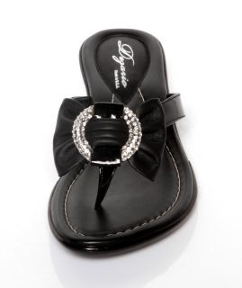 New Womens Dezario Cruz Black Pattern Thong Sandals Rhinestone Shoes 6