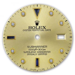  Submariner 2 Tone Yellow Gold Champagne Serti Diamond + Sapphire Dial