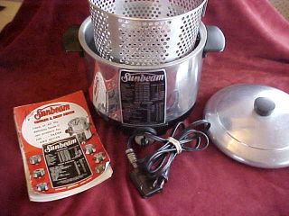Vintage Sunbeam Cooker Deep Fryer Basket Handle Cord Manual CF