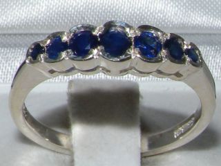 LUXURY 925 SOLID STERLING SILVER NATURAL DEEP BLUE SAPPHIRE LADIES