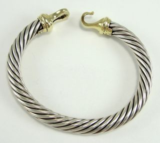 Authentic David Yurman Sterling 14K Gold Bangle Bracelet Twisted Wire