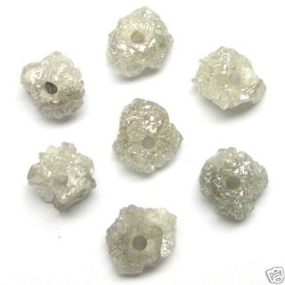 25 Carats Silver White Natural Rough Diamond Beads