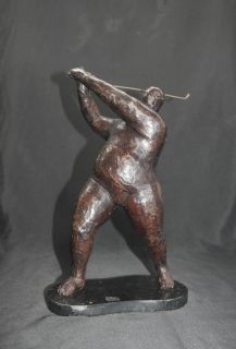 Plump Female Golfer Statue Figurine Degas French