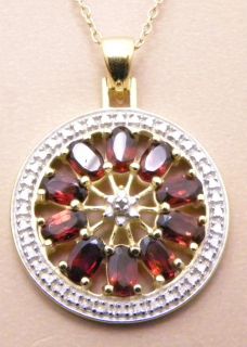 5ctw Genuine Garnet Diamond Circle Pendant Necklace