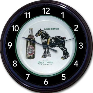 DAWES BREWERY BLACK HORSE BIERE BEER TRAY CLOCK QUEBEC, CANADA ALE