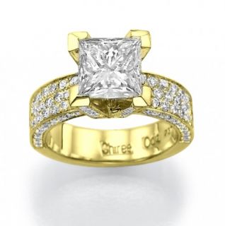 47 Carat G SI2 Wide Band Princess Cut Diamond Engagement Ring by